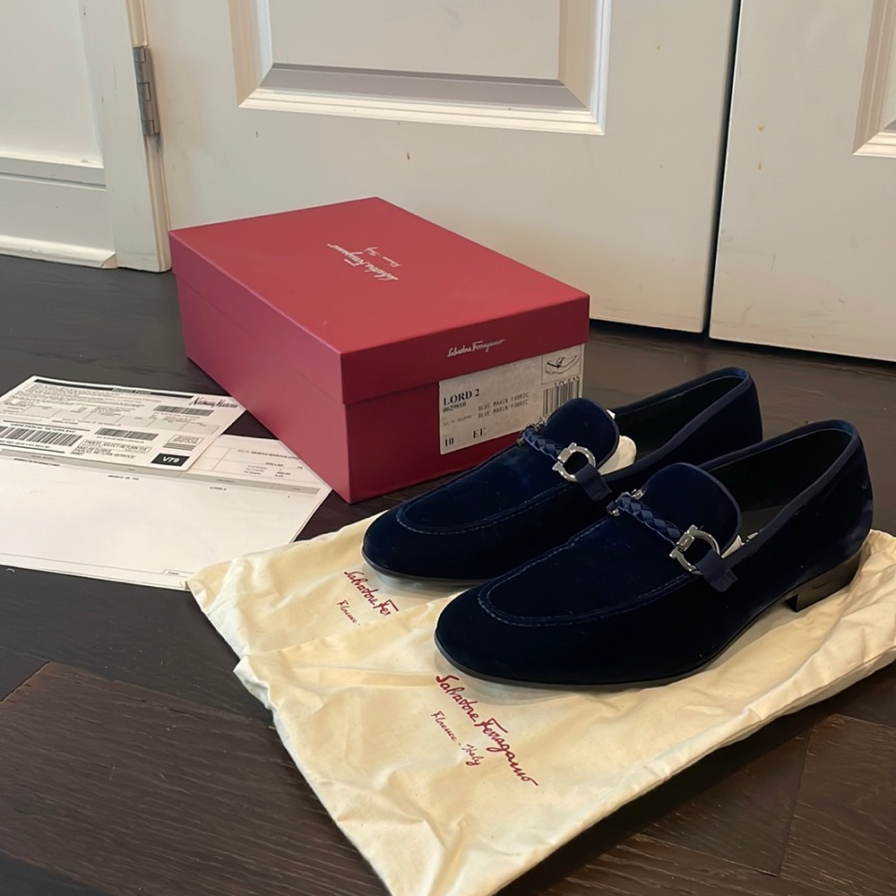 Men’s Lord 2 Salvatore Ferragamo Velvet Loafers Size 10 EE
